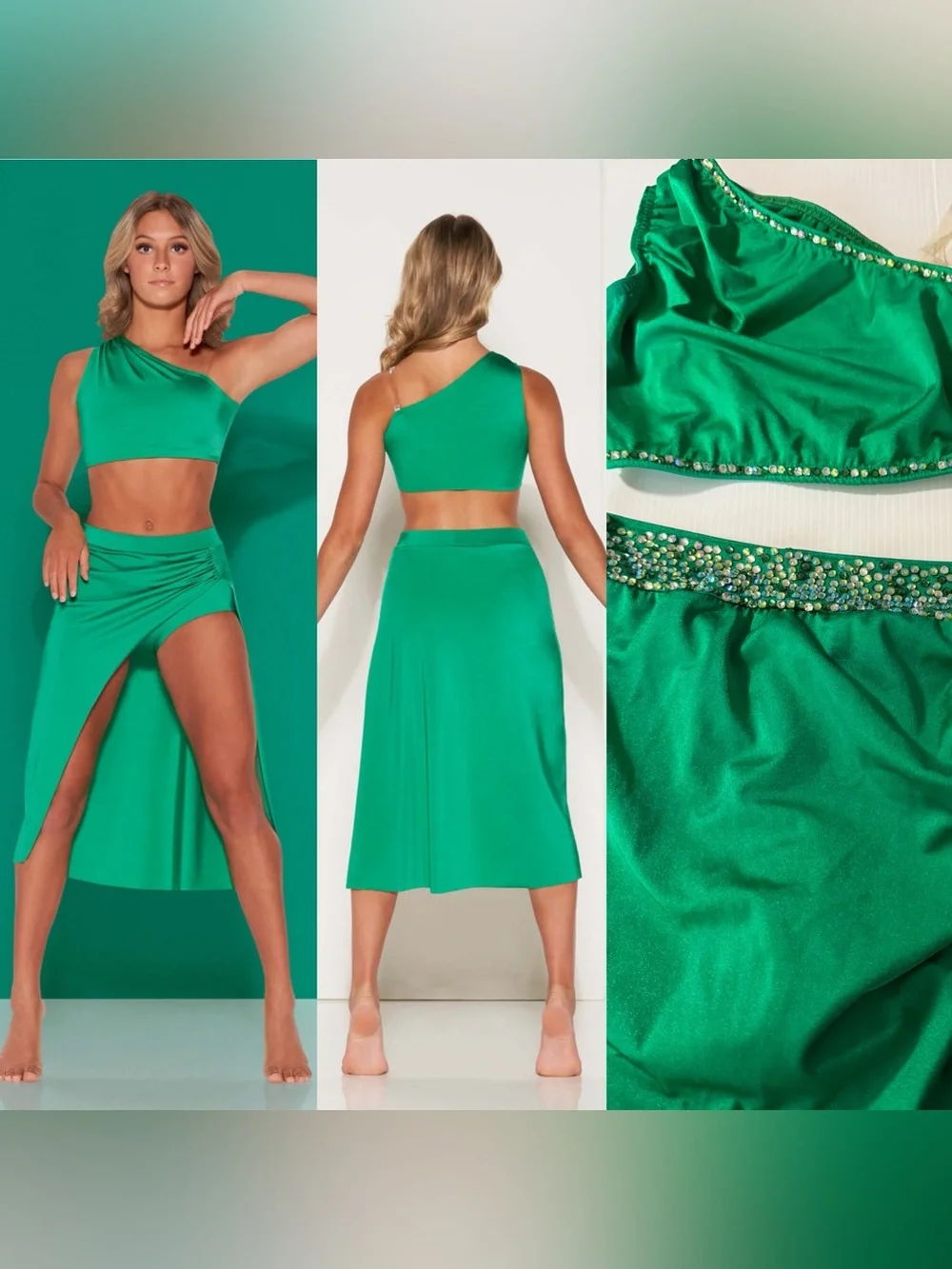 Kelle dance solo costume kelly green 2 piece custom color pop 4296 2877 SA adult